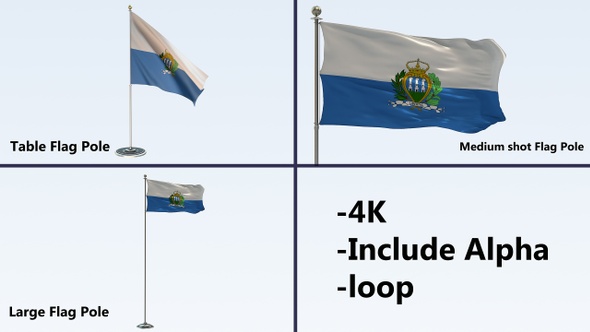 San Marino Flag Pole Pack 4k-Loop alt