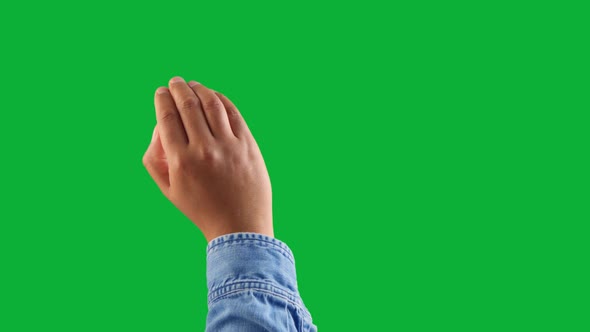 Mixed Race Deep Skin Tone Male Hand Makes a Swipe To the Right Using All Hand Gesture on Chromakey