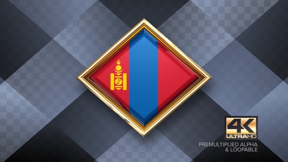 Mongolia Flag Rotating Badge 4K Looping with Transparent Background