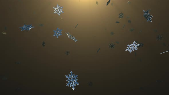New Year, Christmas snowflakes in golden rays on a transparent background.
