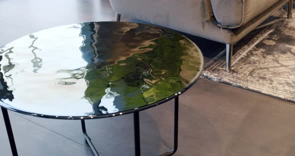 Modern Minimalist Round Coffee Table in Contemporary Interior in Living Room alt