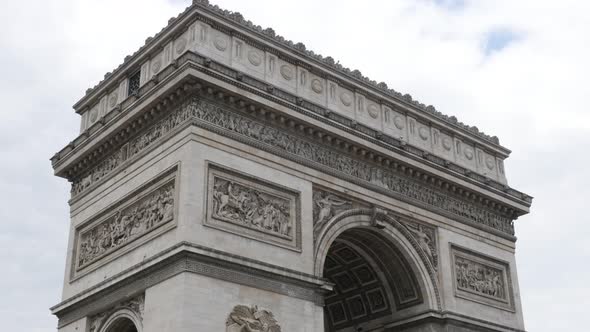 World  recognizable symbol in Paris France Arc de Triomphe   4K 2160p 30fps UltraHD tilt footage - F