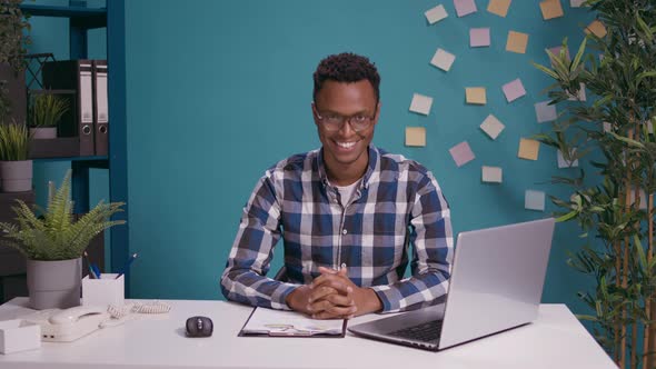 POV of Businessman Using Online Teleconference Meeting alt