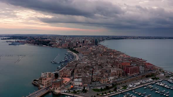 Aerial view of Taranto old city, Puglia