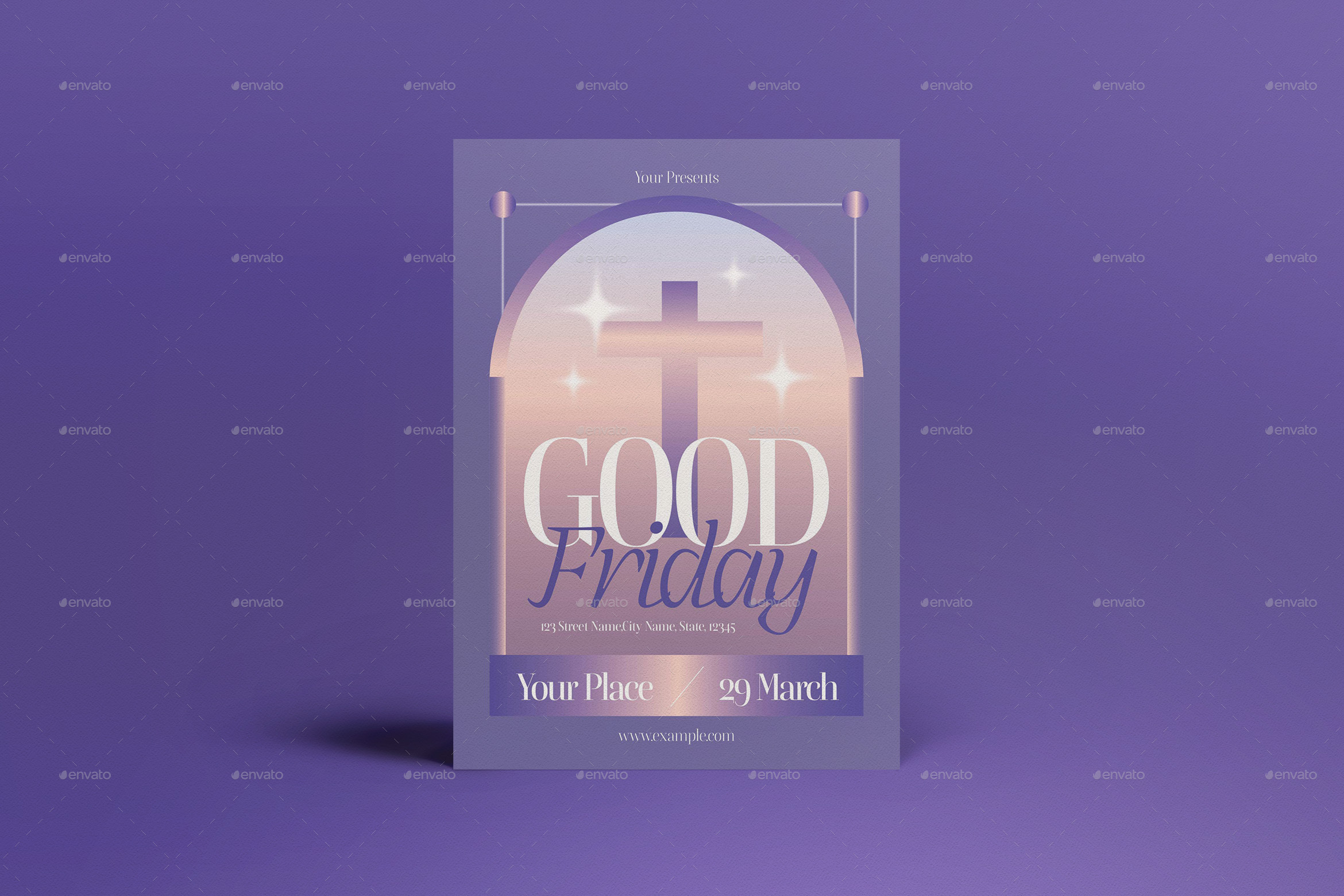 Purple Dreamy Good Friday Flyer Set, Print Templates | GraphicRiver