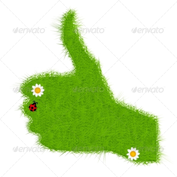 Hand grass green signal on white. vector illustrat - Landscapes Nature