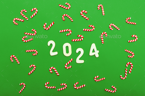 Wooden Numbers 2024 On Green Background Festive Concept Stock Photo By   IMG 61322 