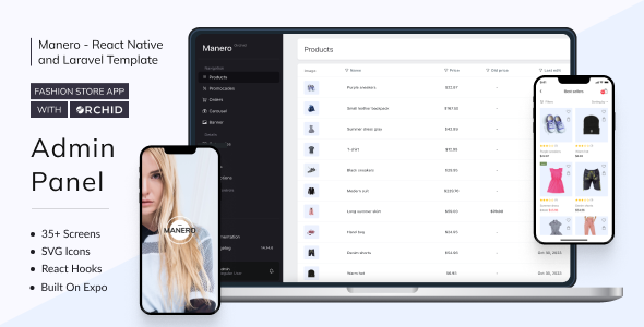 Manero - Fashion App | Expo SDK 49.0.15 | TypeScript | Redux Store | Orchid - Laravel Admin Panel