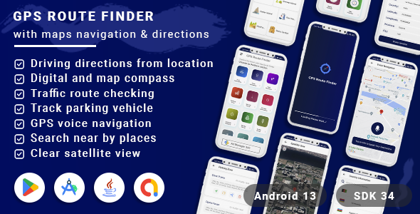 GPS Route Finder - Maps Navigation & Directions(Android 13 + SDK 34)