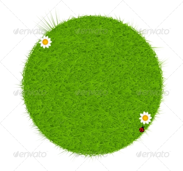 Green eco friendly label from green grass. Vector - Landscapes Nature