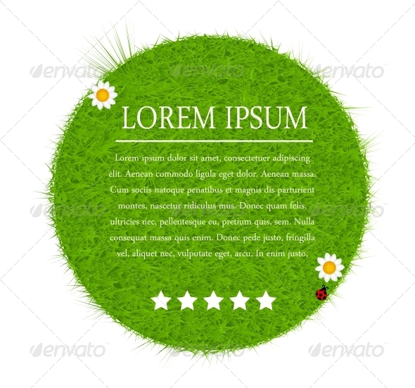 Green eco friendly label from green grass. Vector - Landscapes Nature