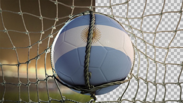 Soccer Ball Scoring Goal Night Frontal - Argentina