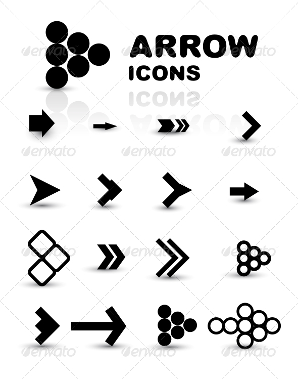 Vector Set of Black Arrow Icons - Web Technology