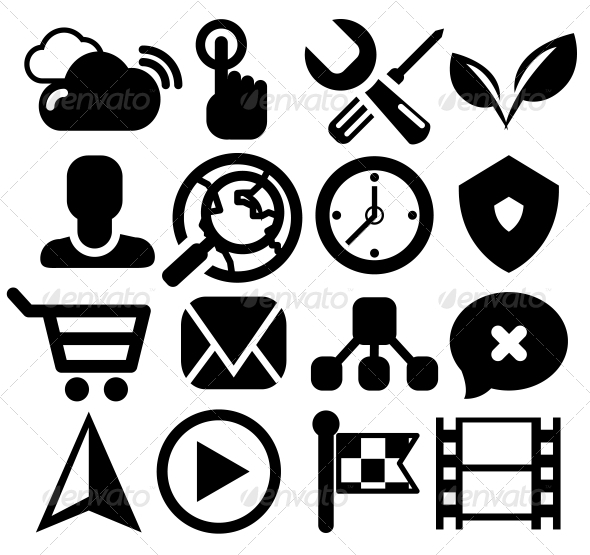 Modern Black Web Icon Set - Web Elements Vectors