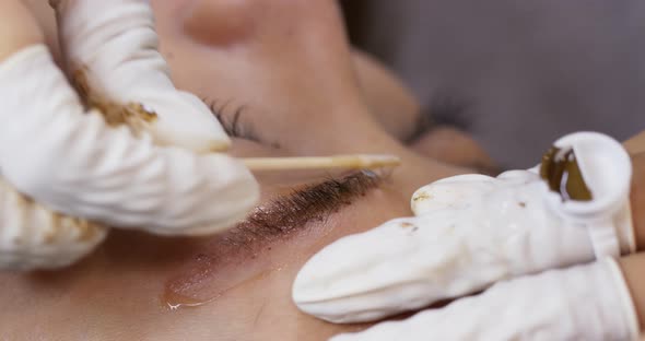 Permanent makeup with microblading brow on woman alt