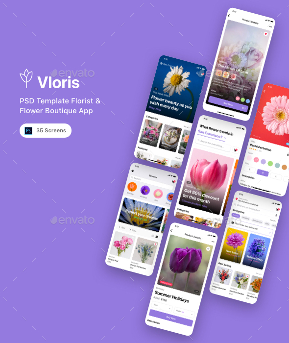 Vloris - PSD Template Florist & Flower Boutique App