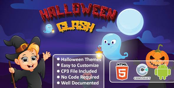 Halloween Clash Game- Arcade Game - HTML5 and Android with Construct 3 Game