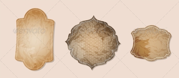 Aged Paper Labels Vector Illustration - Decorative Symbols Decorative