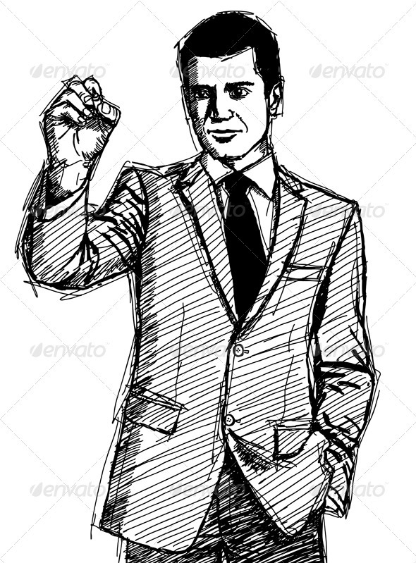 Businessman Manager Success Male Character Illustration Sketch Design.  Royalty Free SVG, Cliparts, Vectors, And Stock Illustration. Image 92397467.