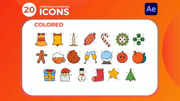 Christmas Illustrated Icons Animation 01 | After Effects