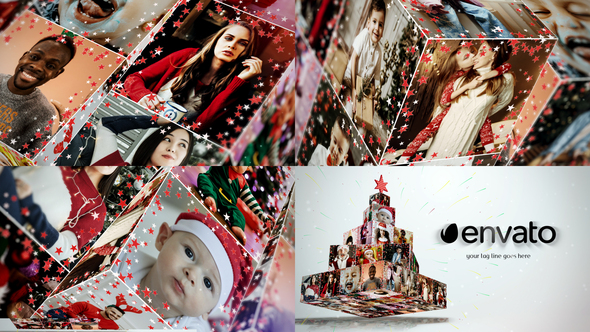 Christmas Tree Photo Opener Premiere Pro template preview