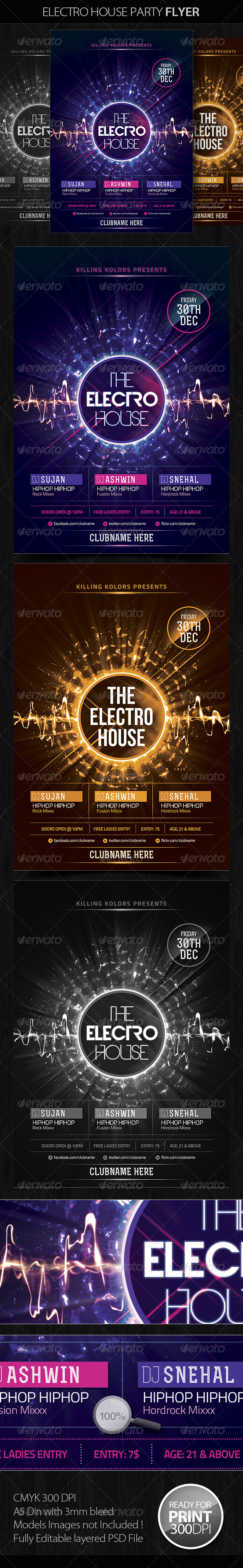 Electro House Party Flyer - Clubs & Parties Events