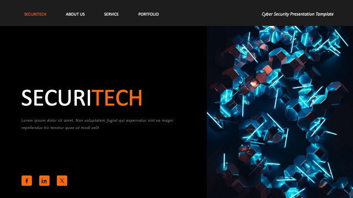 Securitech - Cyber Security Power Point Template, Presentation Templates