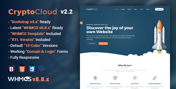 CryptoCloud | Multipurpose Hosting and WHMCS Template