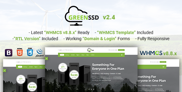 GREENSSD | Multipurpose Technology, Hosting Business with WHMCS Template