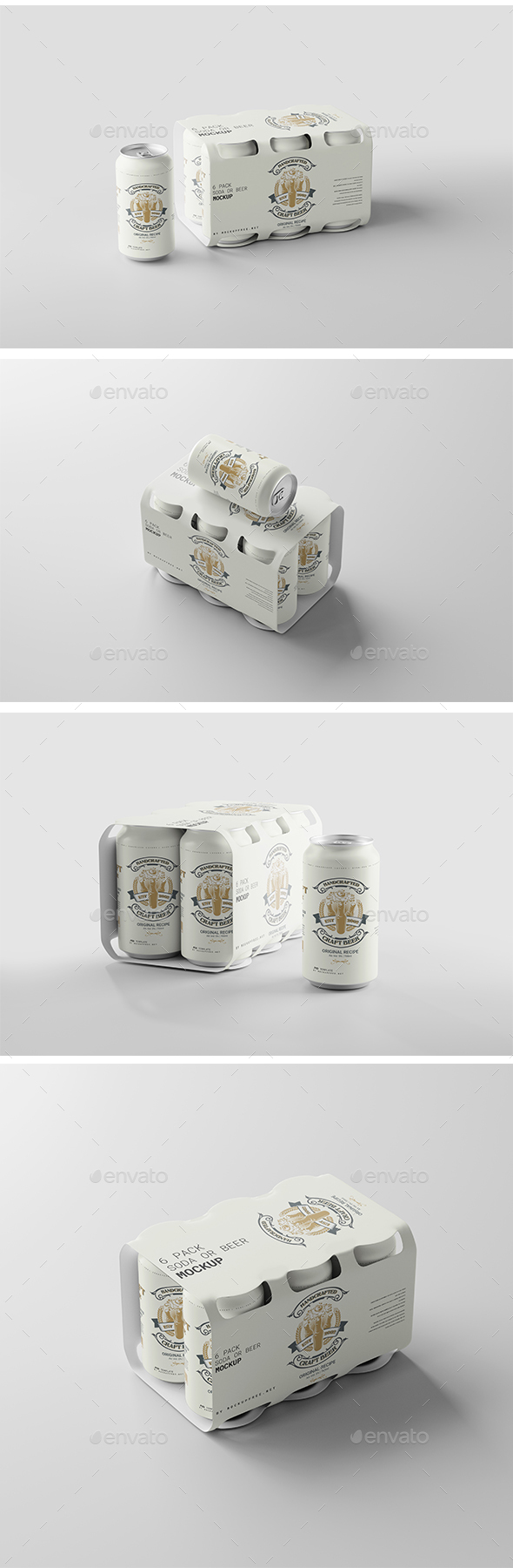 Soda or Beer Can Six-Pack Mockup