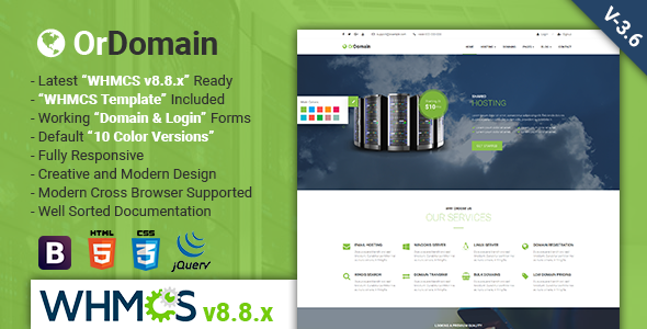 OrDomain | Responsive HTML5 WHMCS Hosting Template