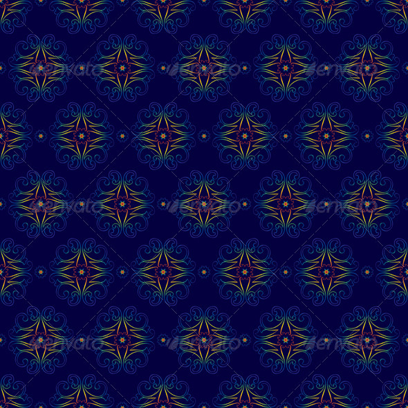 Floral Seamless Pattern on Violet Background - Backgrounds Decorative