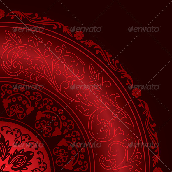 Decorative Red Frame with Vintage Round Patterns - Backgrounds Decorative