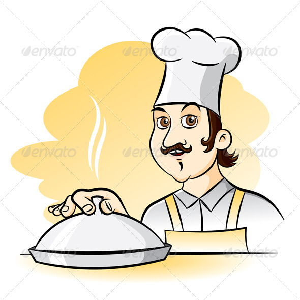Cartoon Cook with a Tray - People Characters