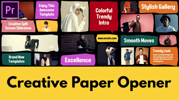 Creative Paper Opener | Multiscreen Slideshow | Split Intro MOGRT for Premier Pro
