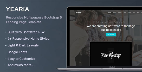 Yearia - Multipurpose Landing Page Template