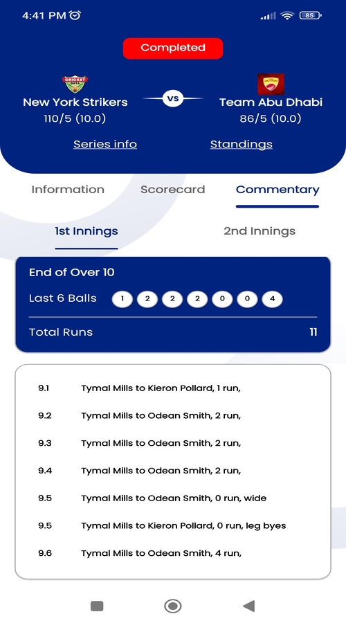 Free cricket best sale score api