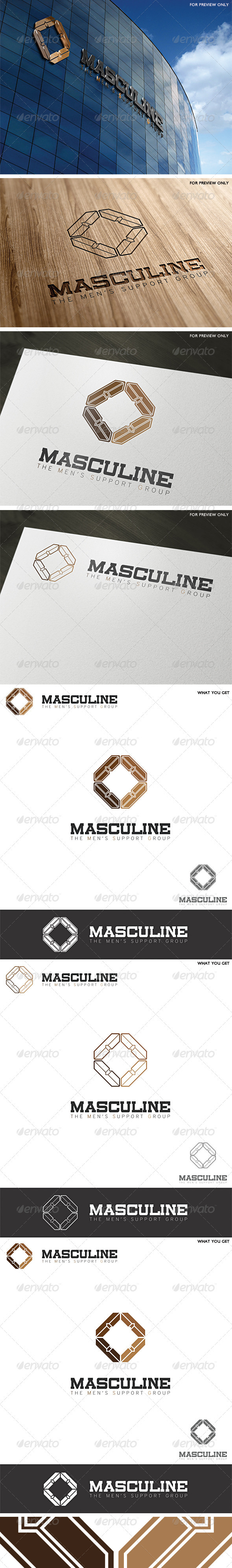 Masculine Men's Group Logo Template - Vector Abstract