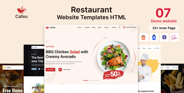 Food & Restaurant HTML Template | Coffee shop | Food | Restaurant - Cafeu