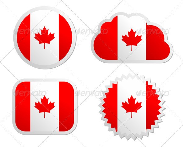Canada Flag Labels - Web Elements Vectors