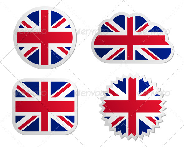 UK Flag Labels - Web Elements Vectors