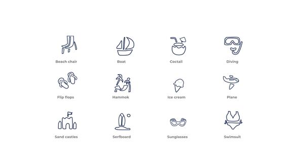 Summer Holiday - Outline Icons