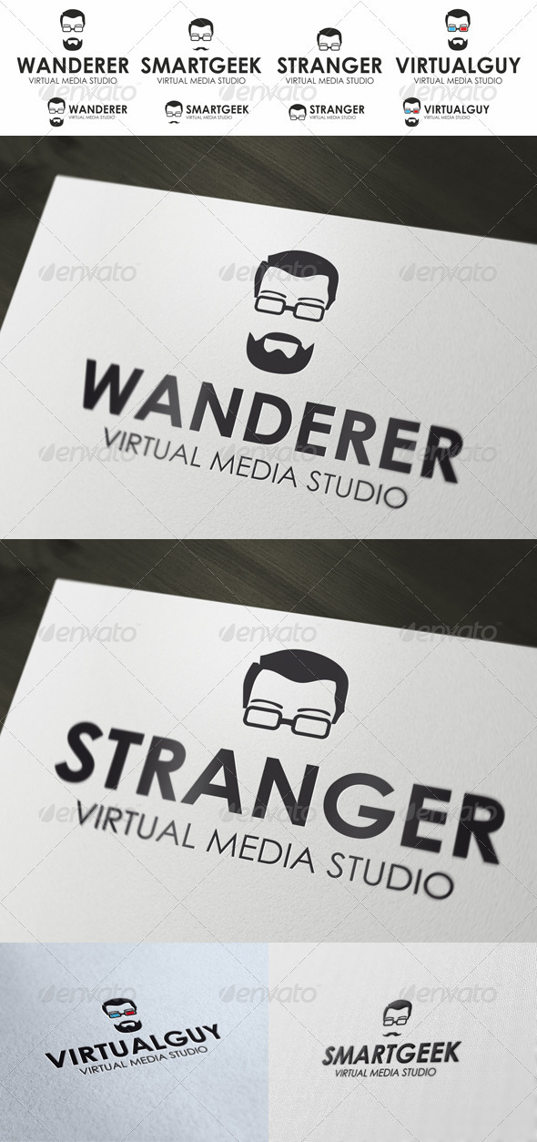 Geek Logo - Guy In Stylish Glasses - Humans Logo Templates