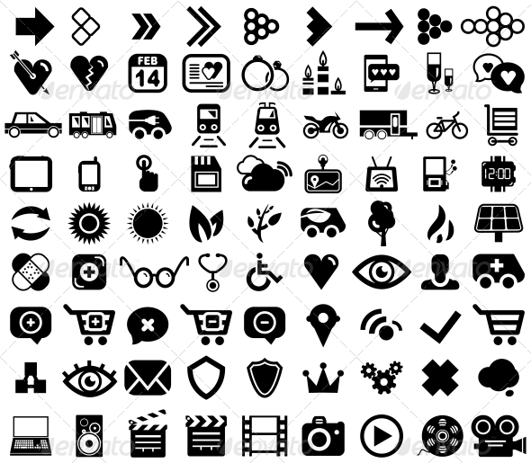 Big set of black universal web icons - Web Elements Vectors
