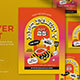 Orange Playful Retro Modern BBQ Party Flyer Set