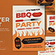 Orange Flat Design BBQ Party Flyer Set
