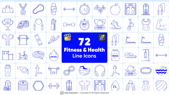 Fitness & Health Line Icons For Final Cut Pro X