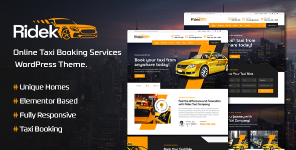 Ridek – Online Taxi Booking Service WordPress Theme