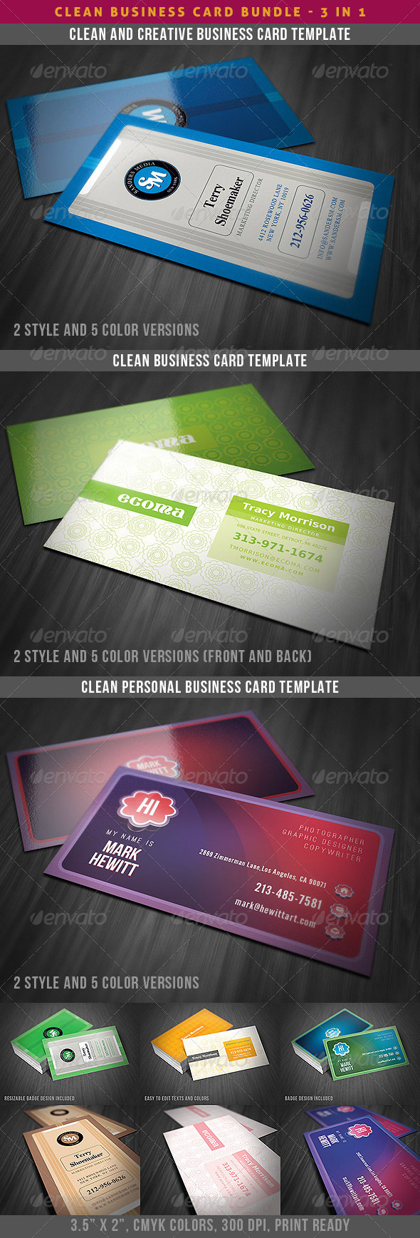 Clean & Creative Business Cards Bundle - Creative Business Cards