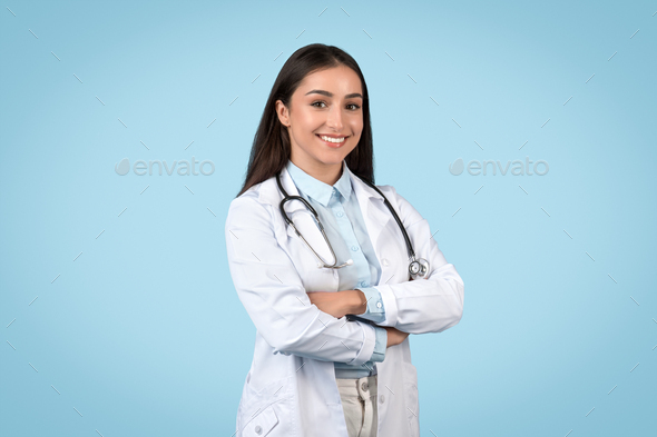 Isolated On A White Background A Young Indian Female Doctor Wearing A  Stethoscope Around Her Neck Poses For Her Portrait Photo And Picture For  Free Download - Pngtree
